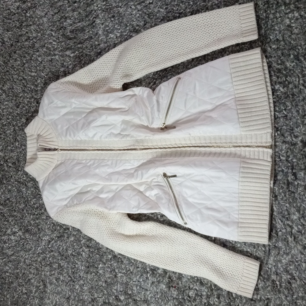 Oliver Cream Light Quilted Zip-Up Elegant Jacket Size L